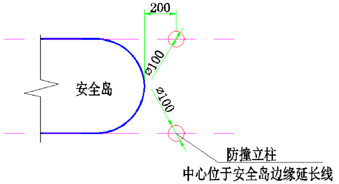 安全岛防止杆的安装